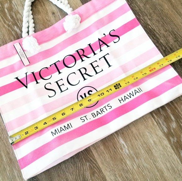 Victoria's Secret Vintage Pink Striped Beach Tote NWT Resort Vacay Weekender - Picture 7 of 16